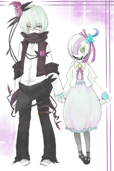 1boy 1girl bandage barefoot blush dress female flower gijinka hair_ornament hand_holding hitomoshi holding_hands jacket litwick lolita_fashion male moemon multicolored_hair nail_polish personification pink_hair pokemon pokemon_(game) pokemon_black_and_white pokemon_bw ribbon scar scarf shanderaa short_hair sleeves_past_wrist sleeves_past_wrists stockings thighhighs two-tone_hair two_tone_hair vest yellow_eyes