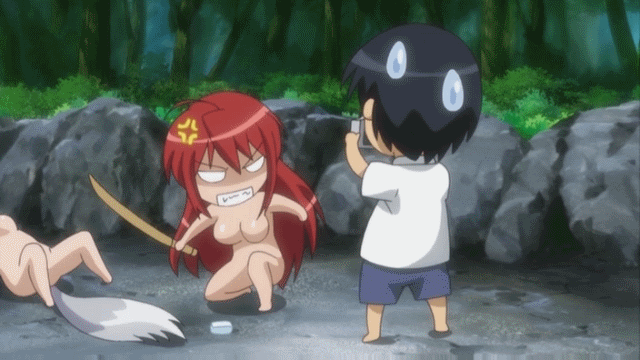 &gt;_&lt; 15_bishoujo_hyouryuuki anger_vein angry animated animated_gif breasts chibi eyes_closed funako_chiba gif nanashi_(15_bishoujo_hyouryuuki) slip slipping soap