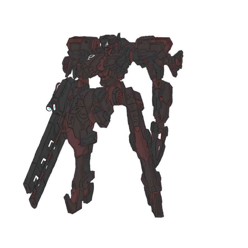 concept_art flare from_software mecha no_humans physical_blade rail_gun simple_background solo weapon white_background