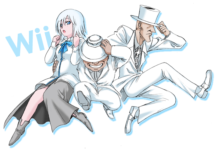console formal hat midget nintendo personification silver_hair suit top_hat wii wii-tan wiimote