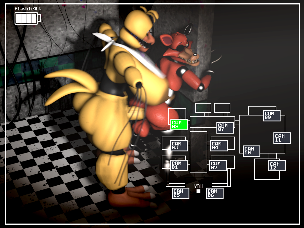 3d_(artwork) 4:3 anlord anthro avian bird canid canine chica_(fnaf) chicken digital_media_(artwork) duo female five_nights_at_freddy's five_nights_at_freddy's_2 fox foxy_(fnaf) galliform gallus_(genus) intersex intersex/male male mammal phasianid scottgames source_filmmaker video_games withered_chica_(fnaf) withered_foxy_(fnaf)
