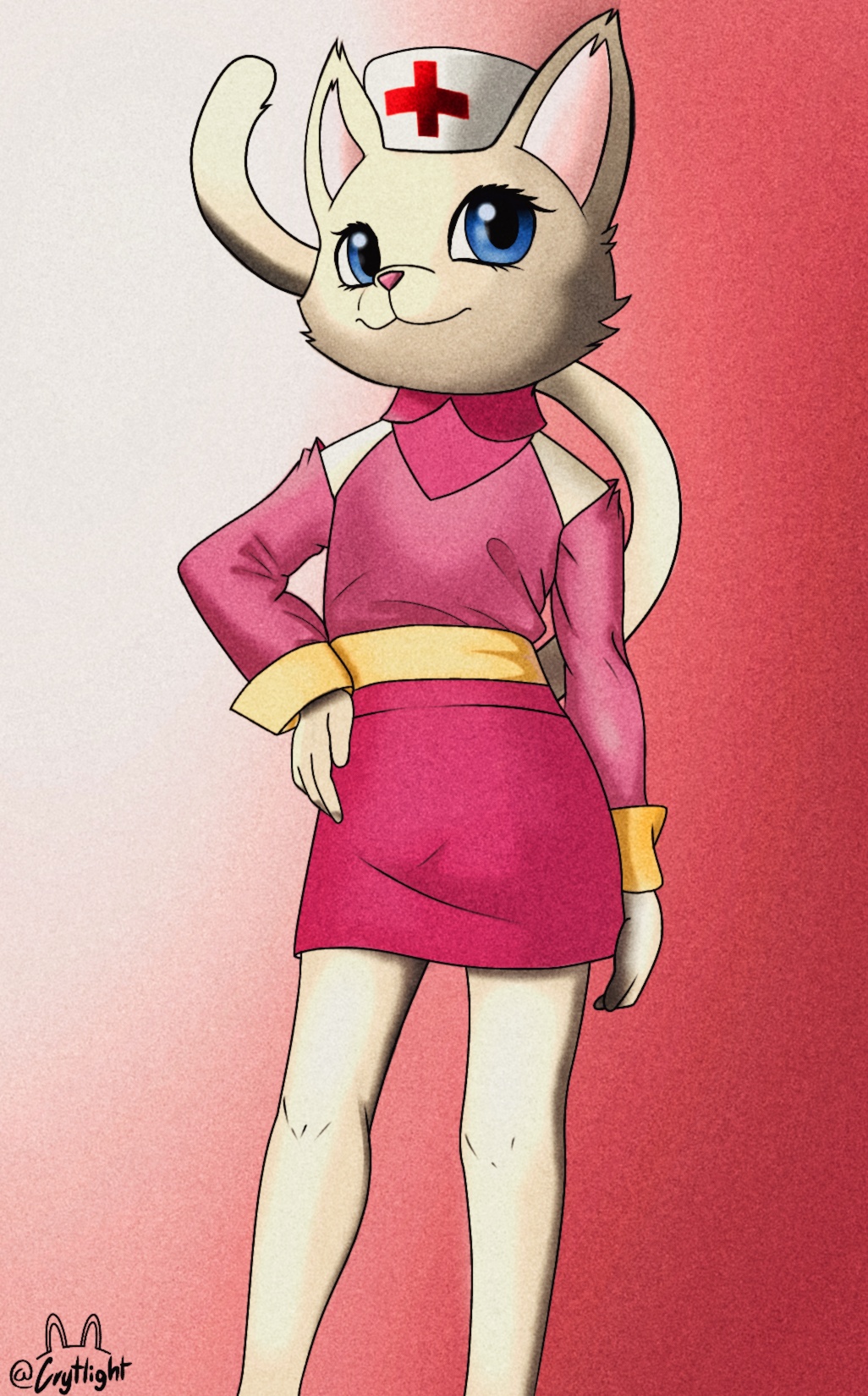 anthro big_eyes blinx_the_time_sweeper blue_eyes bottomwear catherine_(blinx) clothing crytlight dress felid feline female female/female fur hi_res mammal microsoft pink_clothing pink_dress skirt solo video_games white_body white_fur xbox_game_studios