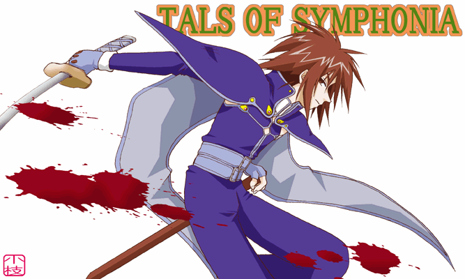 1boy belt blood bodysuit brown_eyes brown_hair engrish fingerless_gloves gloves kratos_aurion lowres male male_focus profile ranguage sae_(pixiv11104) short_hair simple_background solo spiked_hair sword tales_of_(series) tales_of_symphonia text typo weapon