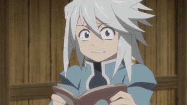 1boy animated animated_gif annoyed book genis_sage genius_sage gif grey_hair lowres male male_focus purple_eyes short_hair silver_hair solo surprised tales_of_(series) tales_of_symphonia white_hair