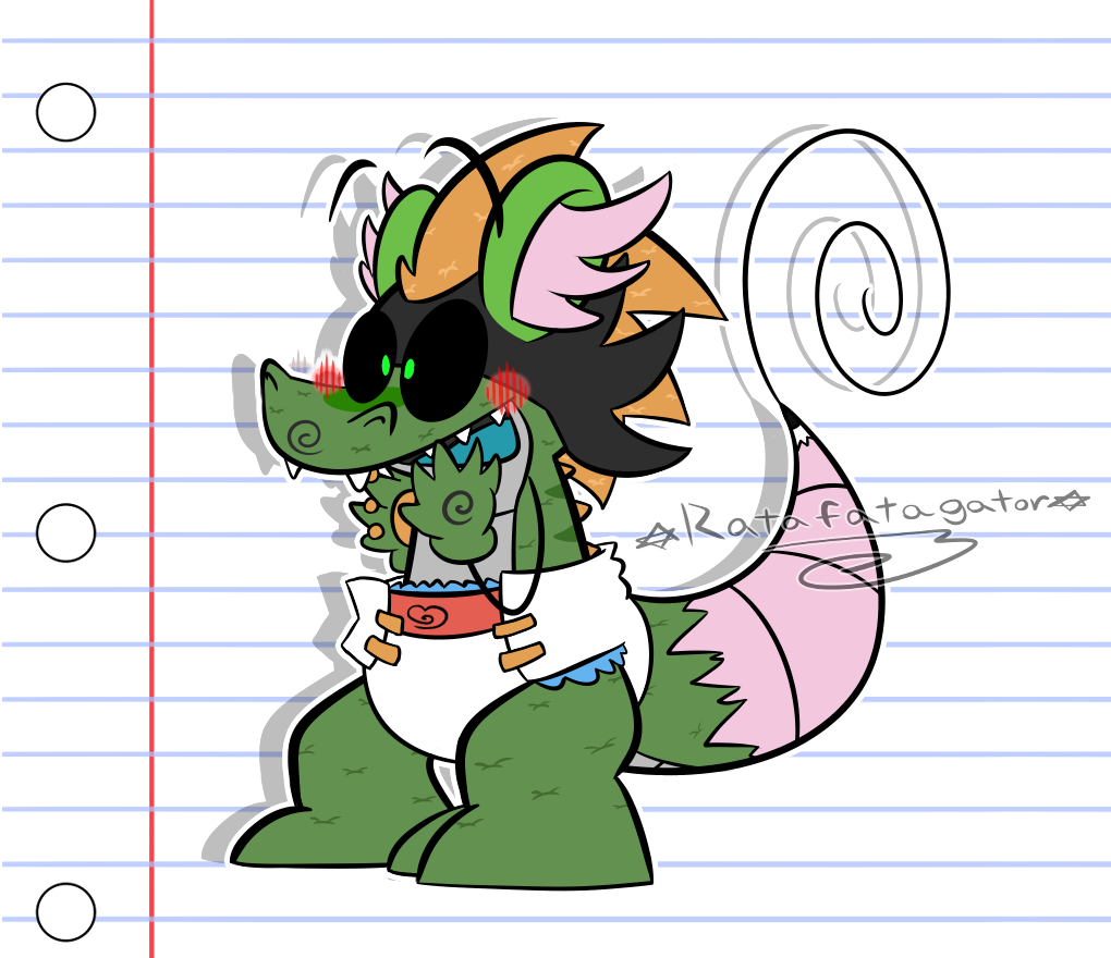 alligator alligatorid anthro clothed clothing comfy crinkle crocodilian diaper infantilism male male/male mammal murid murine pamps rat ratapampergator ratapoper ratigator reptile rodent scalie solo wearing_diaper