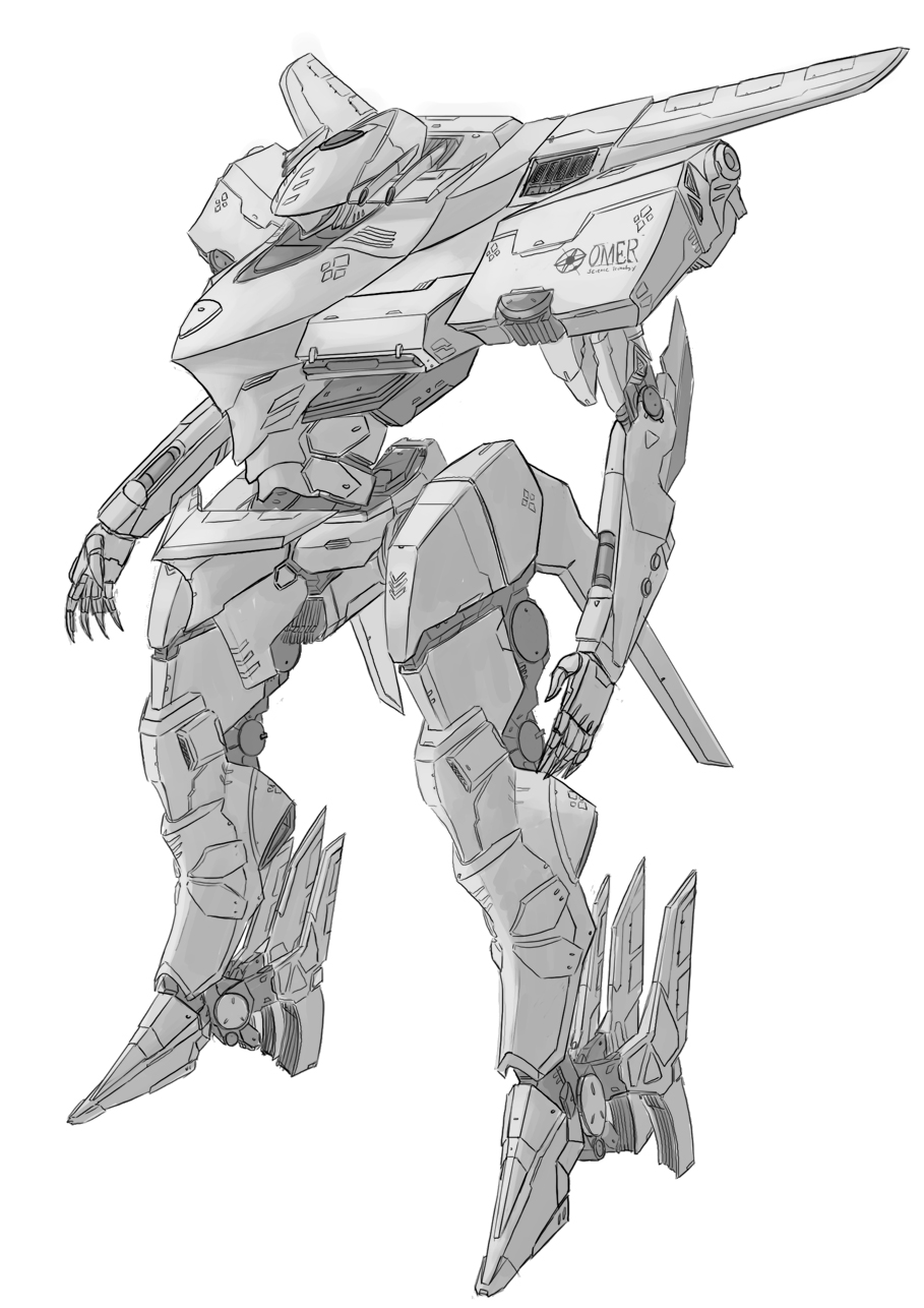 armored_core armored_core:_for_answer concept_art from_software highres mecha monochrome
