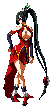 animated animated_gif arc_system_works blazblue blazblue:_calamity_trigger bounce breasts cleavage game gif litchi_faye_ling lowres no_bra photoshop pixel_art sprite