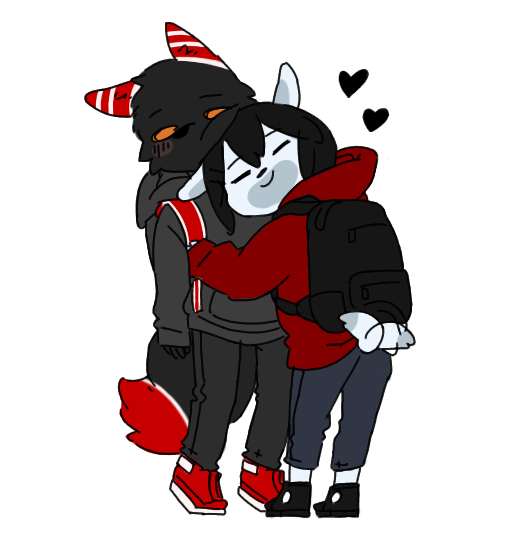 &lt;3 anthro backpack duo embrace female hug male male/female tail_motion tailwag unknown_(disambiguation)