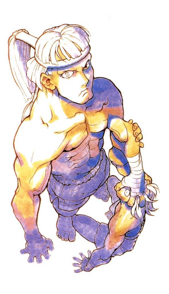 abs ankle_wrap barefoot bengus face_grab from_above hand_wraps headband looking_up male_focus mongkhon multiple_boys muscle sagat shirtless shorts street_fighter younger
