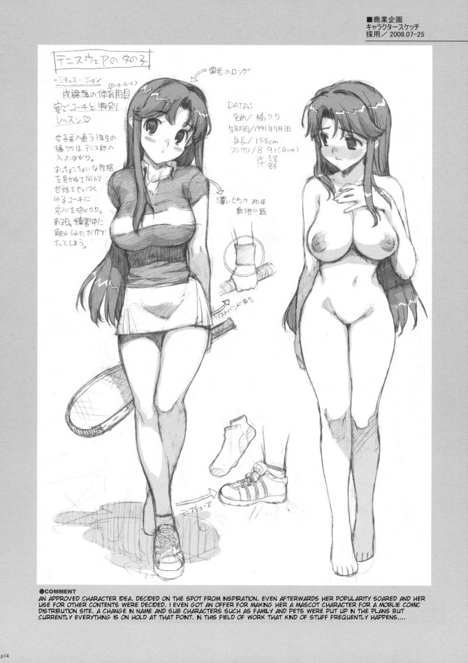 breasts character_sheet concept monochrome nipples nude ootomo_takuji sketch takuji