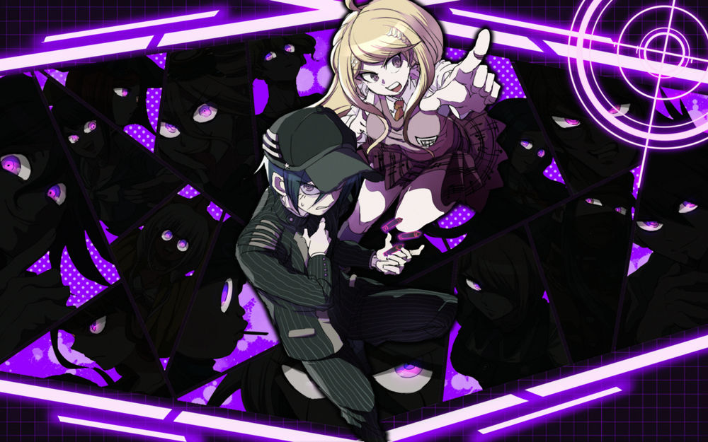 6+boys 6+girls :d akamatsu_kaede amami_rantarou black_hair black_headwear black_jacket black_pants blonde_hair breasts brown_necktie bullet chabashira_tenko clenched_teeth collared_shirt danganronpa_(series) danganronpa_v3:_killing_harmony glowing glowing_eyes gokuhara_gonta hair_ornament hand_up harukawa_maki hoshi_ryouma iruma_miu jacket keebo large_breasts long_hair miniskirt momota_kaito multiple_boys multiple_girls musical_note musical_note_hair_ornament nantoka_aida necktie ouma_kokichi pants pink_eyes pink_vest pleated_skirt pointing pointing_at_viewer red_skirt saihara_shuuichi shinguuji_korekiyo shirogane_tsumugi shirt skirt smile striped striped_jacket striped_pants teeth tongue tongue_out toujou_kirumi v-shaped_eyebrows vest white_shirt yonaga_angie yumeno_himiko