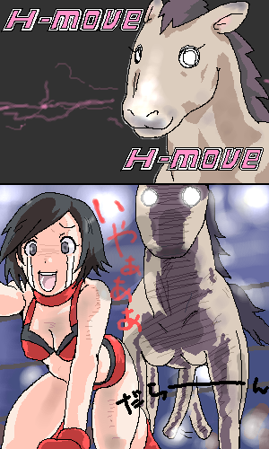 bestiality fever-san hinomoto_reiko horse lowres penis rumble_roses you_gonna_get_raped
