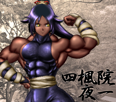 abs biceps bleach breasts dark_skin extreme_muscles female flex flexing lowres muscle muscles muscular muscular_female pose ren_(tainca2000) shihouin_yoruichi solo