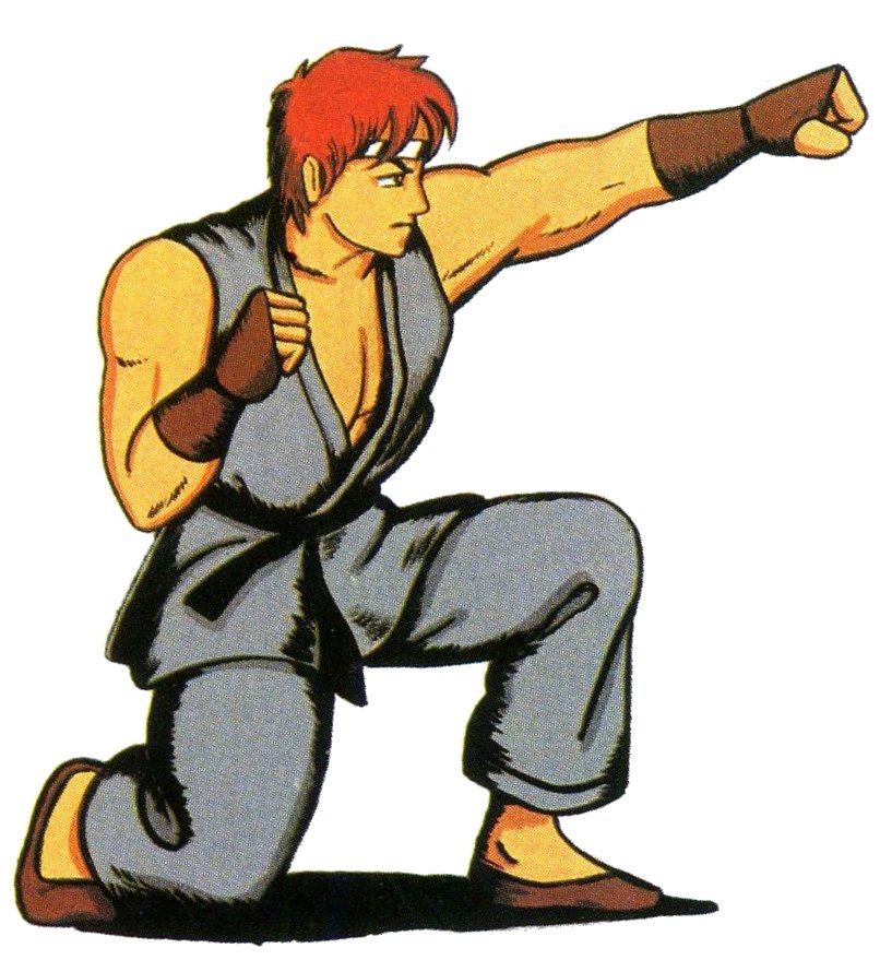 80s capcom game karate official_art oldschool punch punching ryu ryuu_(street_fighter) street_fighter street_fighter_1 yasuda_akira