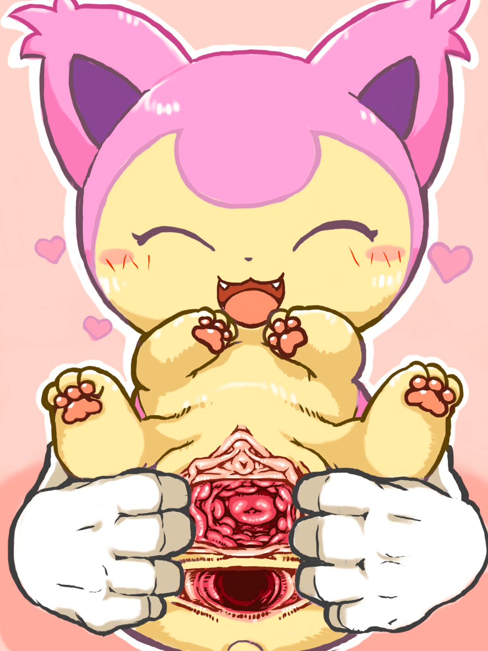 &lt;3 2022 3_toes anus big_head blush blush_stickers cervix clitoris cute_fangs diru disembodied_hand duo eyes_closed feet female female_focus feral gaping gaping_anus gaping_pussy generation_3_pokemon genitals hi_res legs_up lying nintendo on_back open_mouth open_smile outline pawpads pink_background pink_pawpads pokemon pokemon_(species) presenting presenting_anus presenting_cervix presenting_partner presenting_pussy pussy simple_background skitty smile solo_focus spread_anus spread_pussy spreading toes uncensored urethra white_outline