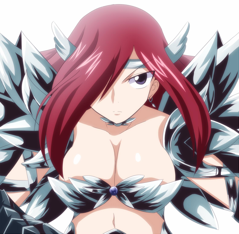 1girl armor breasts erza_scarlet fairy_tail female long_hair looking_at_viewer red_hair scarlet_hair solo titania very_long_hair
