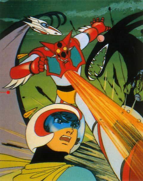 70s airplane araki_shingo beam getter_1 getter_robo go_nagai helmet jet monster nagare_ryoma oldschool robot space_craft space_ship touei