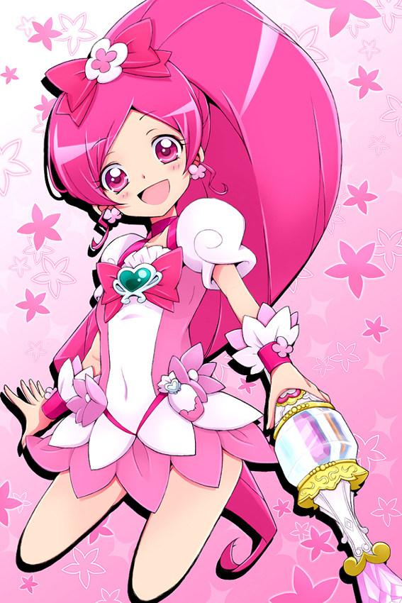 blush hanasaki_tsubomi heartcatch_precure! kannagi_kaname magical_girl pink_hair precure pretty_cure smile