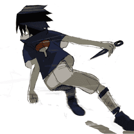 1boy artist_request crest family_crest fighting_stance lowres male_focus naruto solo uchiha_sasuke white_background