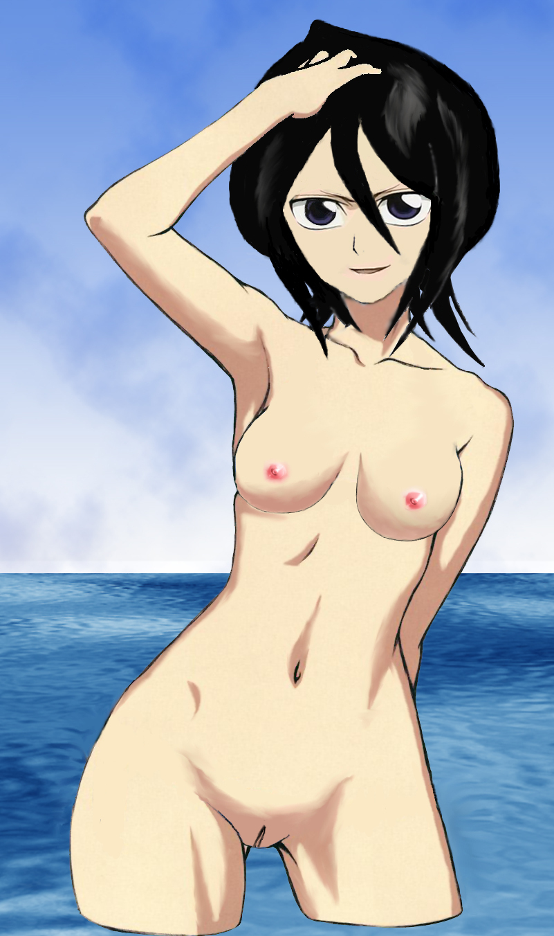 black_hair bleach breasts highres kuchiki_rukia naked nude photoshop pussy uncensored