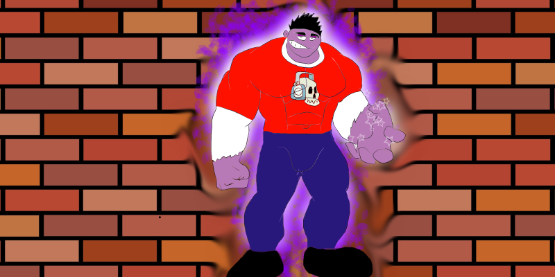 2:1 abs anthro brick_wall clothed clothing crash_and_bernstein disney disney_xd experimental male muscular muscular_male pecs power powerful puppet smug_face solo wall_(structure) yonron92