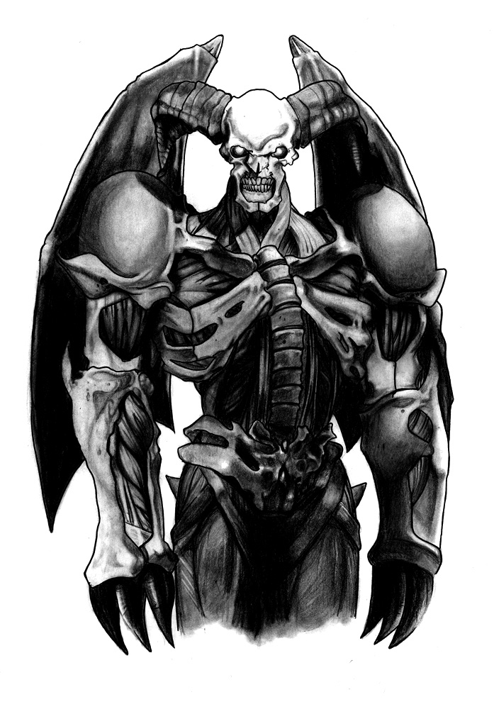 demon duel_monster monochrome no_humans nonami_takizawa realistic skeleton summoned_skull yu-gi-oh!