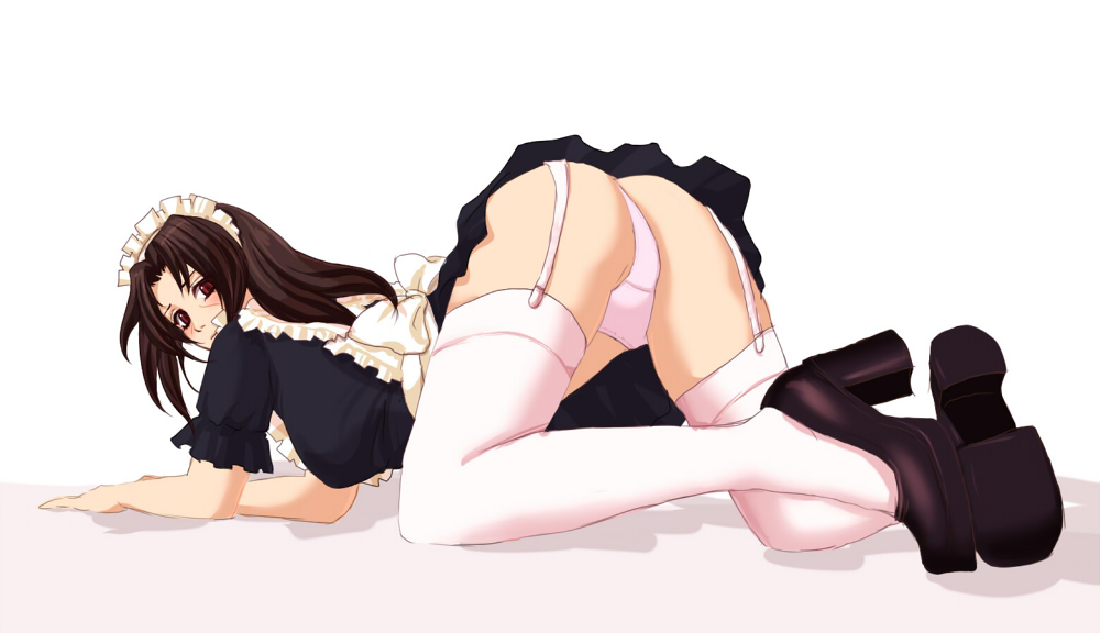 1girl bad_id genderswap maid naruto nori_(yotaji) panties solo stockings thighhighs thong uchiha_itachi underwear