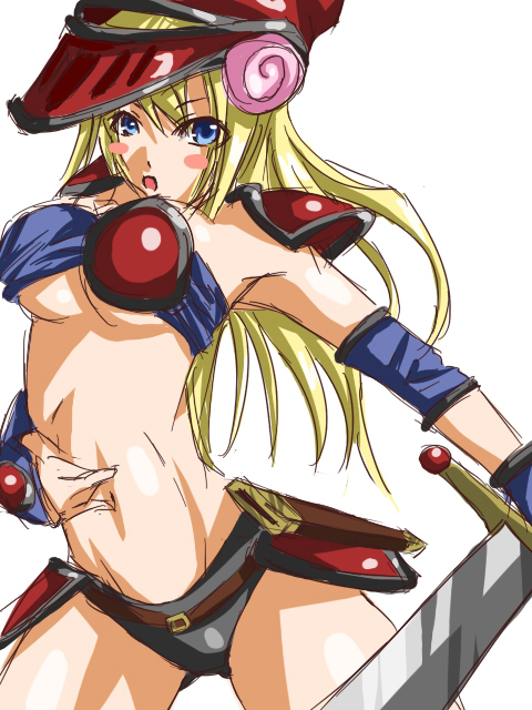 blonde_hair blush dark_magician_girl duel_monster sword weapon yu-gi-oh! yuu-gi-ou_duel_monsters