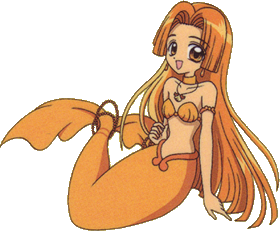 long_hair lowres mermaid mermaid_melody_pichi_pichi_pitch monster_girl orange_eyes orange_hair seira_(mermaid_melody_pichi_pichi_pitch) shell shell_bikini
