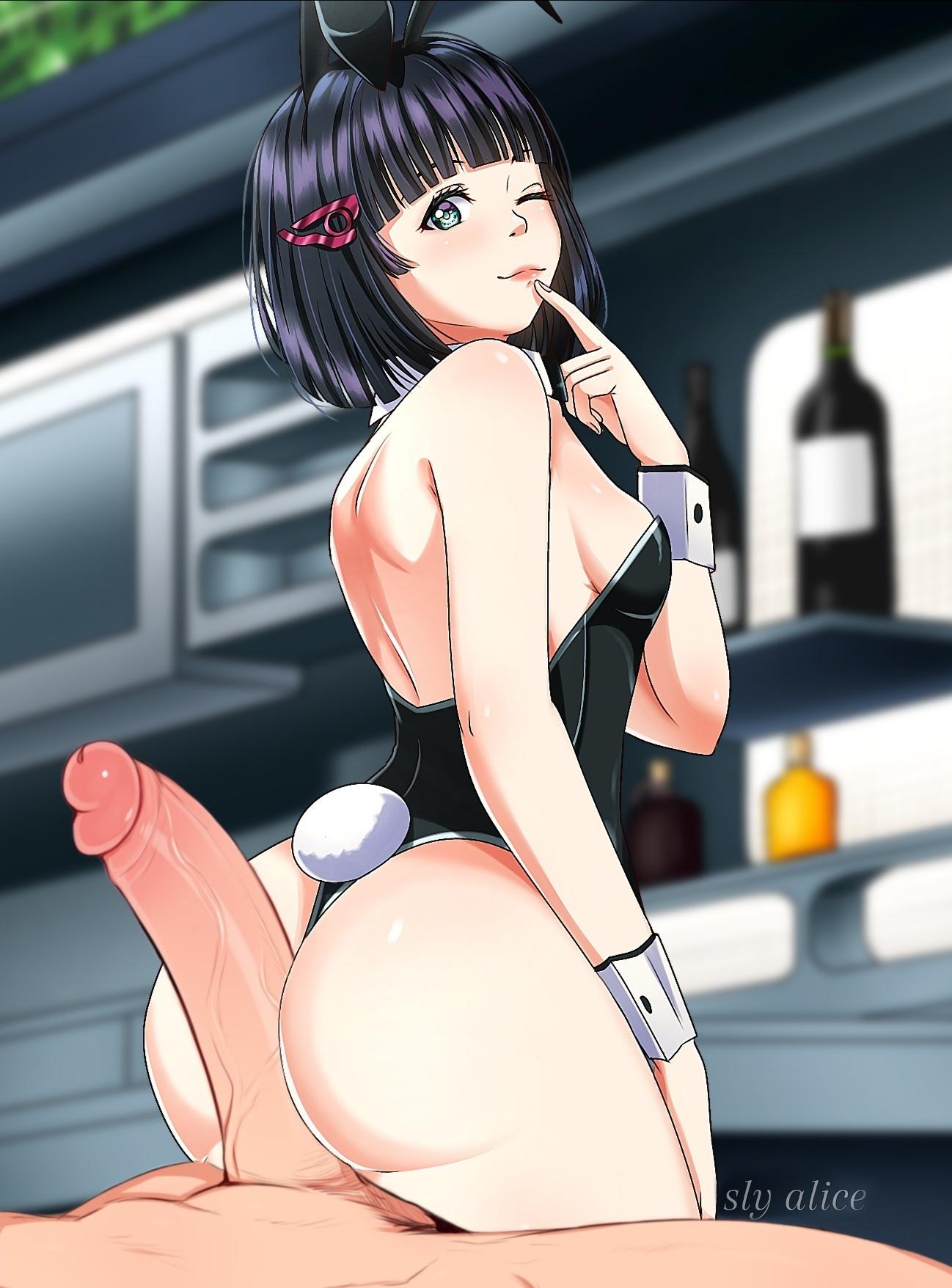1boy 1girl ;) animal_ears ass ass_focus black_hair black_leotard blue_eyes breasts buttjob buttjob_over_clothes clothed_sex highleg highleg_leotard highres huge_ass huge_penis leotard lin_lee_koo one_eye_closed penis playboy_bunny presenting rabbit rabbit_ears rabbit_tail short_hair size_difference small_breasts smile solo tail third-party_edit veins veiny_penis wrist_cuffs xeno_(series) xenoblade_chronicles_(series) xenoblade_chronicles_x