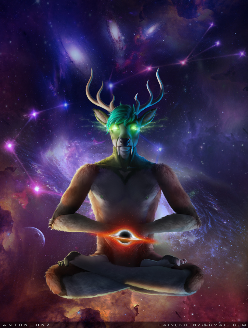 anthro auction avatar_(disambiguation) beautiful black character com constellation cosmos deer furry gender hnz hole_(disambiguation) illustration invalid_tag male mammal meditation paint pose sespace sfw solo univer yoga