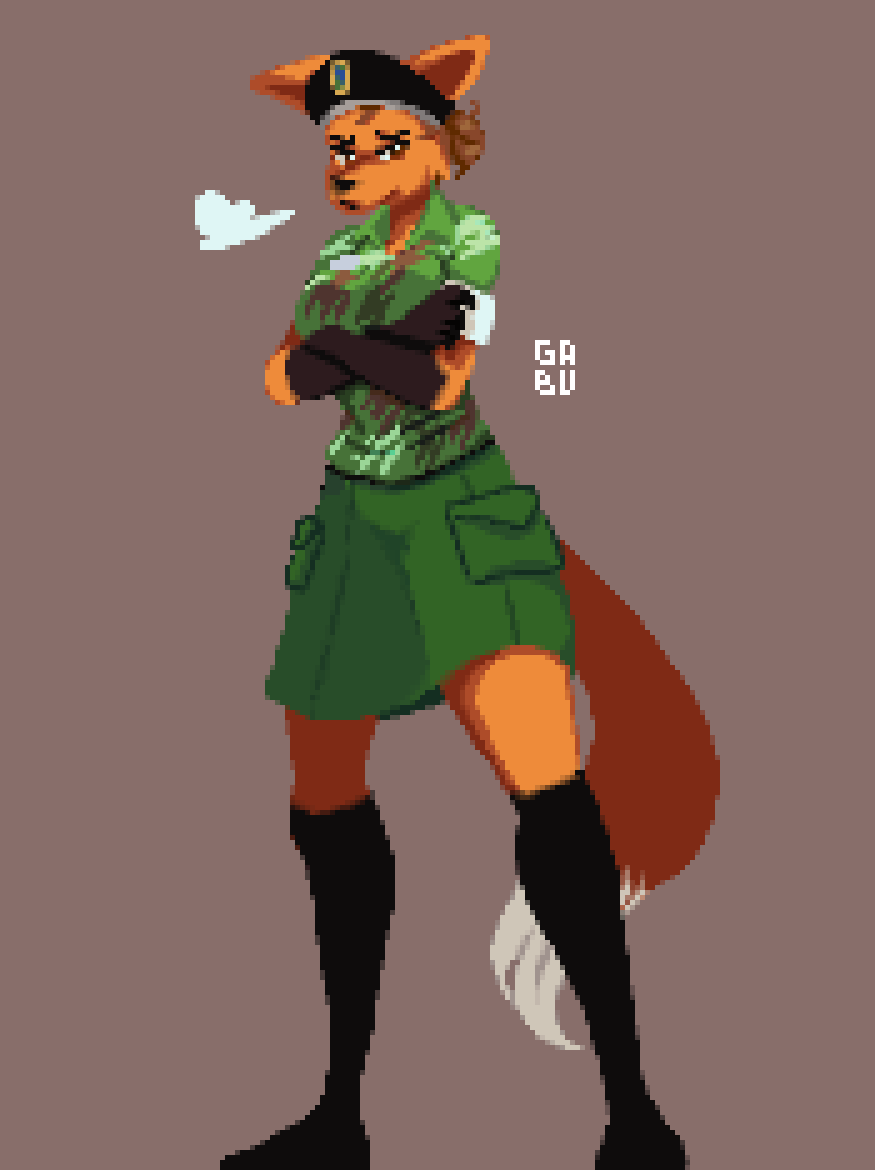 anthro army_uniform biped brazil brazilian brazilian_flag canid canine clothed clothing extranogabu female gesture mammal maned_wolf miranda_(naythf) multicolored_body simple_background solo standing text two_tone_body