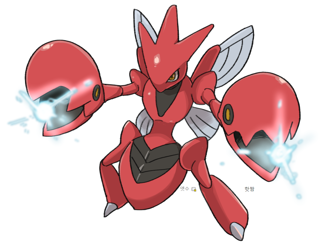 full_body gigobyte350 insect_wings pincers pokemon pokemon_(creature) scizor simple_background solo standing white_background wings yellow_eyes