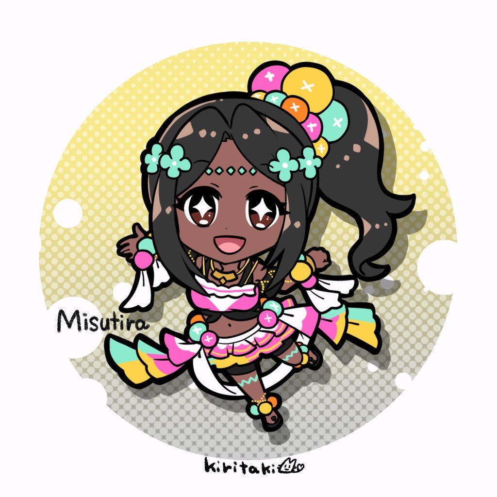 1girl artist_name bracelet character_name dark-skinned_female dark_skin eyeliner eyeshadow fire_emblem fire_emblem_engage jewelry kiritaki makeup pearl_anklet pearl_belt pearl_bracelet pearl_hair_ornament pink_eyeliner pink_eyeshadow star-shaped_pupils star_(symbol) symbol-shaped_pupils timerra_(fire_emblem)