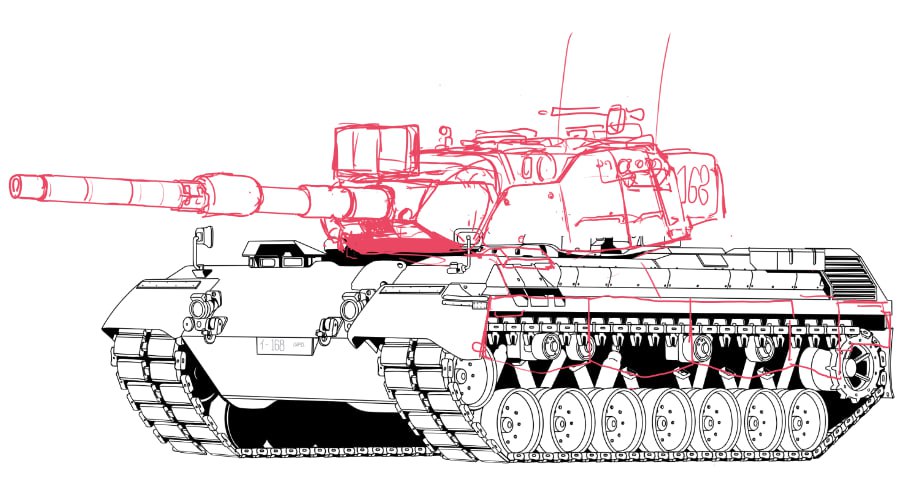 cannon caterpillar_tracks germany gun hrna leopard_1 machine_gun military military_vehicle monochrome motor_vehicle real_life simple_background sketch tagme tank weapon white_background