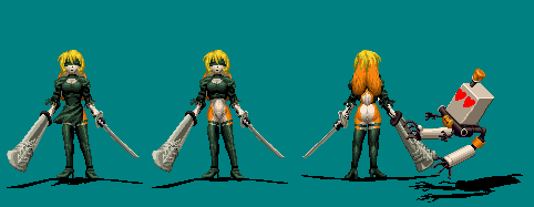 anthro blindfold blonde_hair boots clothed clothing cosplay digital_media_(artwork) doa687 female footwear fur hair lagomorph leporid low_res mammal melee_weapon nier nier_automata orange_body orange_fur partially_clothed pixel_(artwork) platinumgames rabbit shoes sword tangobunny weapon
