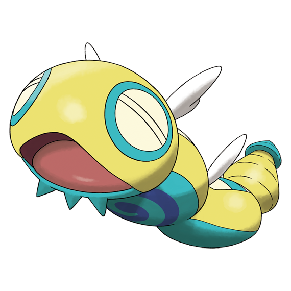 1:1 2022 alpha_channel ambiguous_gender blue_body digital_drawing_(artwork) digital_media_(artwork) dudunsparce dudunsparce_(two-segment_form) eyes_closed feral generation_9_pokemon ken_sugimori long_body nintendo official_art open_mouth pokemon pokemon_(species) solo spiked_body striped_body stripes tongue tongue_out wings yellow_body