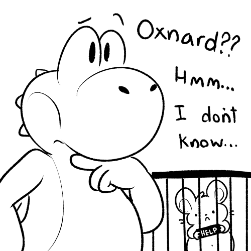 ambiguous_gender anthro black_and_white cage cricetid dialogue duo english_text hamster imprisoned low_res male mammal mario_bros monochrome nintendo nishi_oxnard oxynard rodent sign simple_background text whiskers white_background yoshi