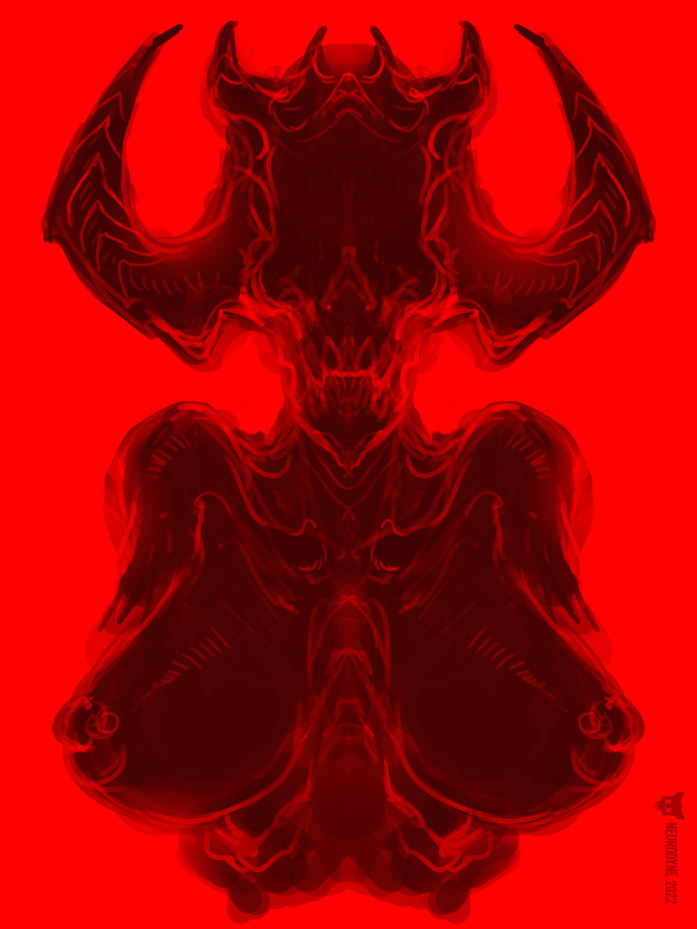 anthro bone breasts demon female hell horn humanoid neurodyne nipples satan satanism skull solo