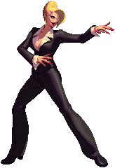 animated animated_gif blonde_hair eyepatch game gif king_of_fighters king_of_fighters_xii kof lowres mature_(kof) snk sprite_rip stance