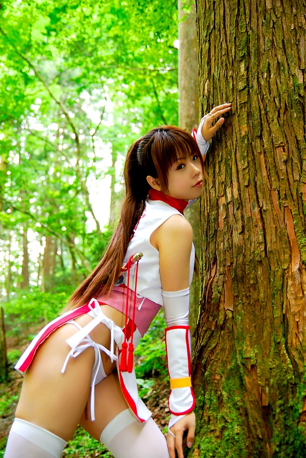 asian cosplay dead_or_alive forest kasumi kasumi_(doa) nature panties photo side-tie_panties source_request tecmo tree underwear