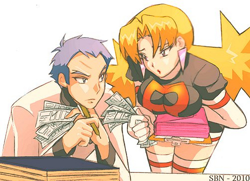 apollo_(pokemon) blonde_hair lowres nintendo pokemon purple_hair rubyconcream team_rocket yamato_(pokemon)