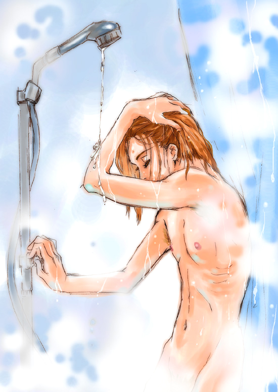 anubituf male_focus nishida_asako nude showering simoun solo