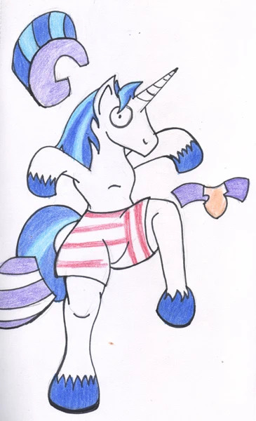 anthro biped boxer_briefs clothing crossover equid equine friendship_is_magic ghosts_'n_goblins hasbro horn horse male mammal my_little_pony pony reddragonkan shining_armor_(mlp) solo surprised_expression traditional_media_(artwork) underwear unicorn video_games wide_eyed