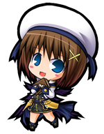 chibi cropped_jacket fingerless_gloves gloves hair_ornament hat jacket lowres lyrical_nanoha magical_girl mahou_shoujo_lyrical_nanoha open_clothes open_jacket pac-man_eyes solo suntail transparent_background waist_cape wings x_hair_ornament yagami_hayate