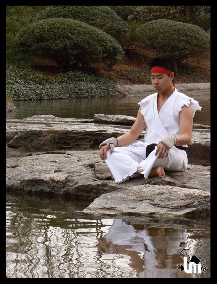 capcom cosplay headband meditation photo real ryu ryuu_(street_fighter) street_fighter water