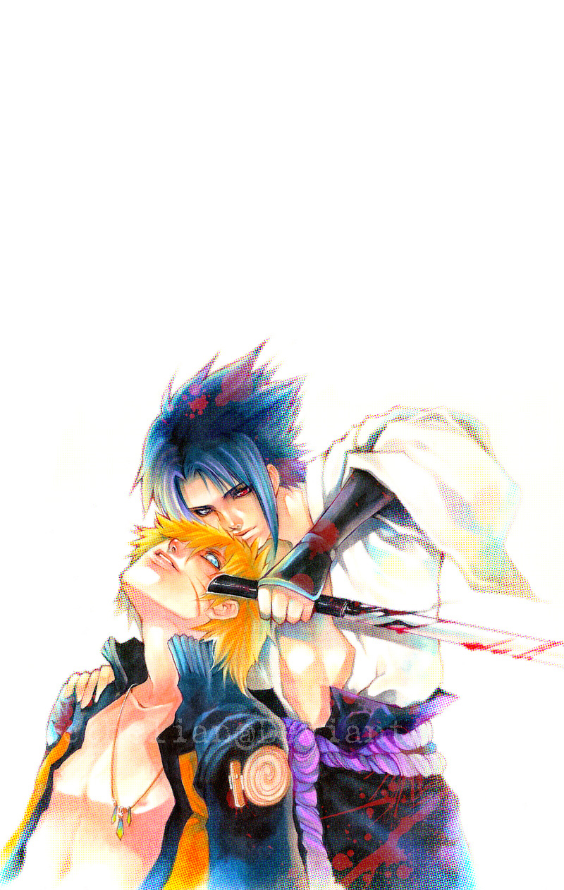 artist_request blood highres naruto sword uchiha_sasuke uzumaki_naruto weapon