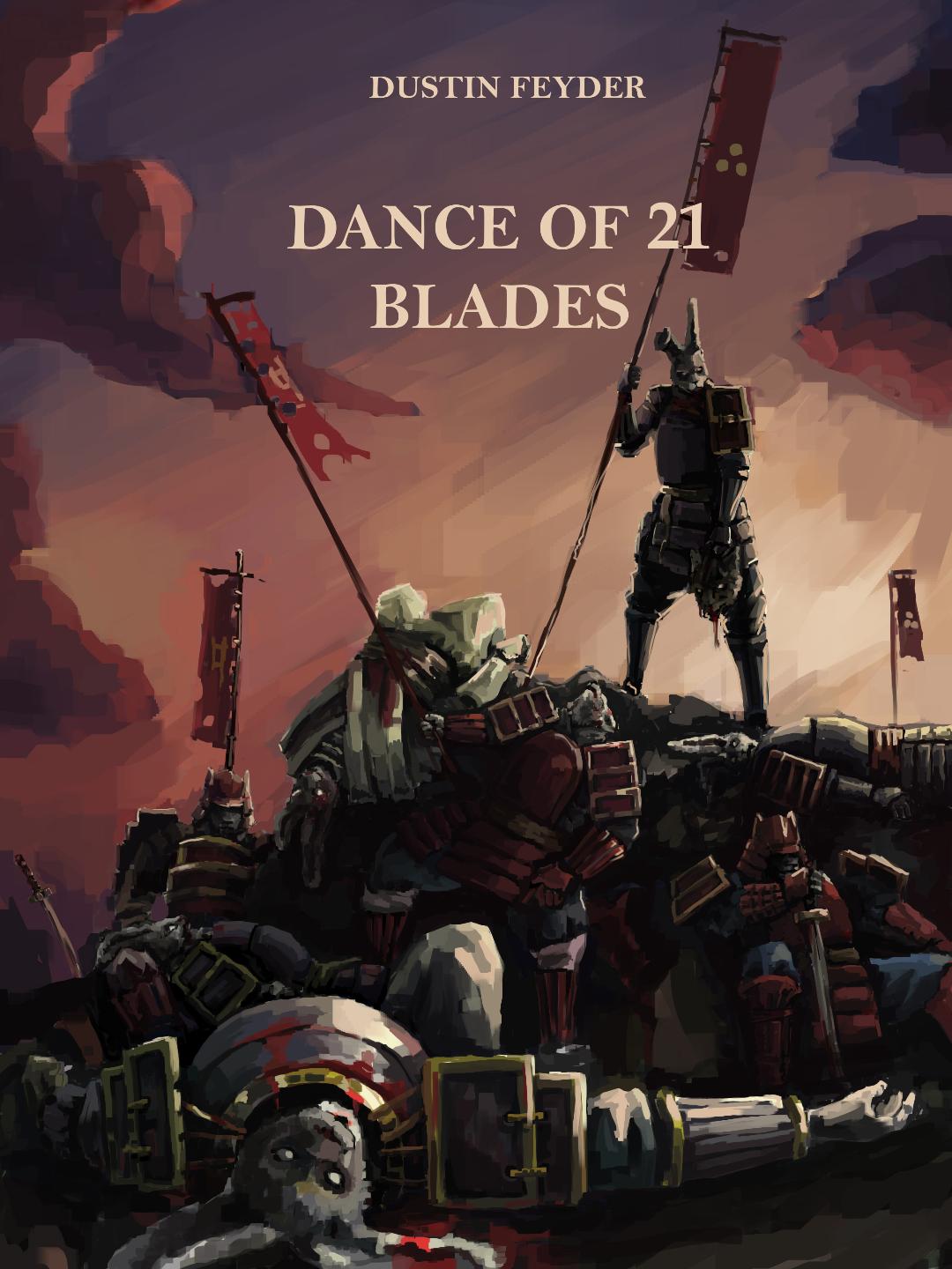 3:4 ambiguous_gender anthro armor book_cover cover cunny dance_of_the_21_blades diimmmaaass dustin_feyder female female/female flag group hare hi_res lagomorph leporid male male/female male/male mammal mask melee_weapon night polearm rabbit samurai spear sword tales_of_the_weavers unfinished war warrior weapon