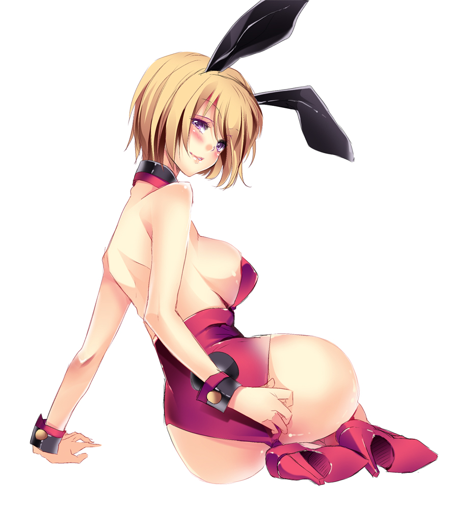 animal_ears ass bad_id bad_pixiv_id bare_legs blonde_hair breasts bunny_ears bunnysuit full_body large_breasts original solo wide_hips yu_(bkks)