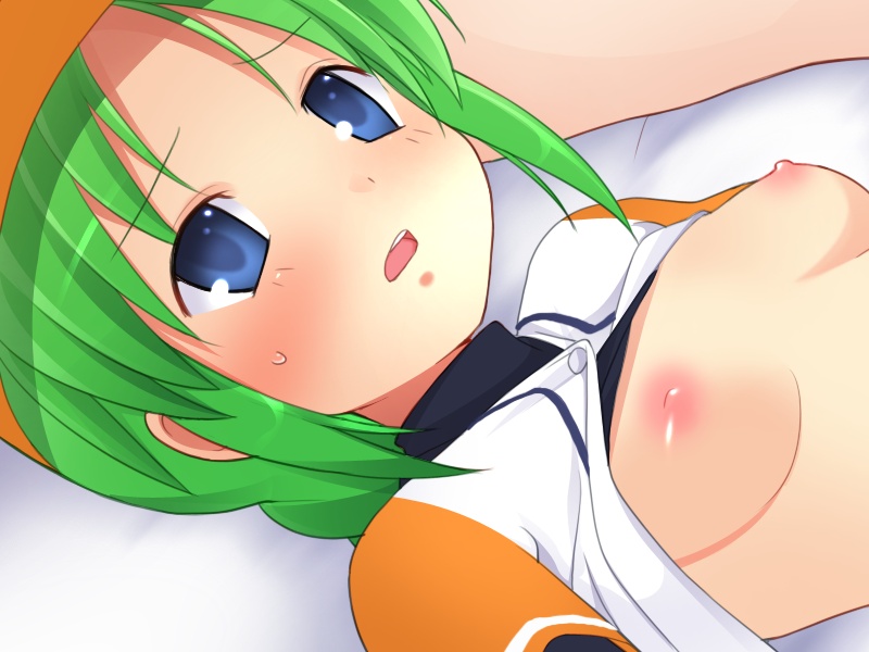 baseball breasts green_hair hayakawa_aoi jikkyou_powerful_pro_yakyuu nipples nora_higuma pawapuro